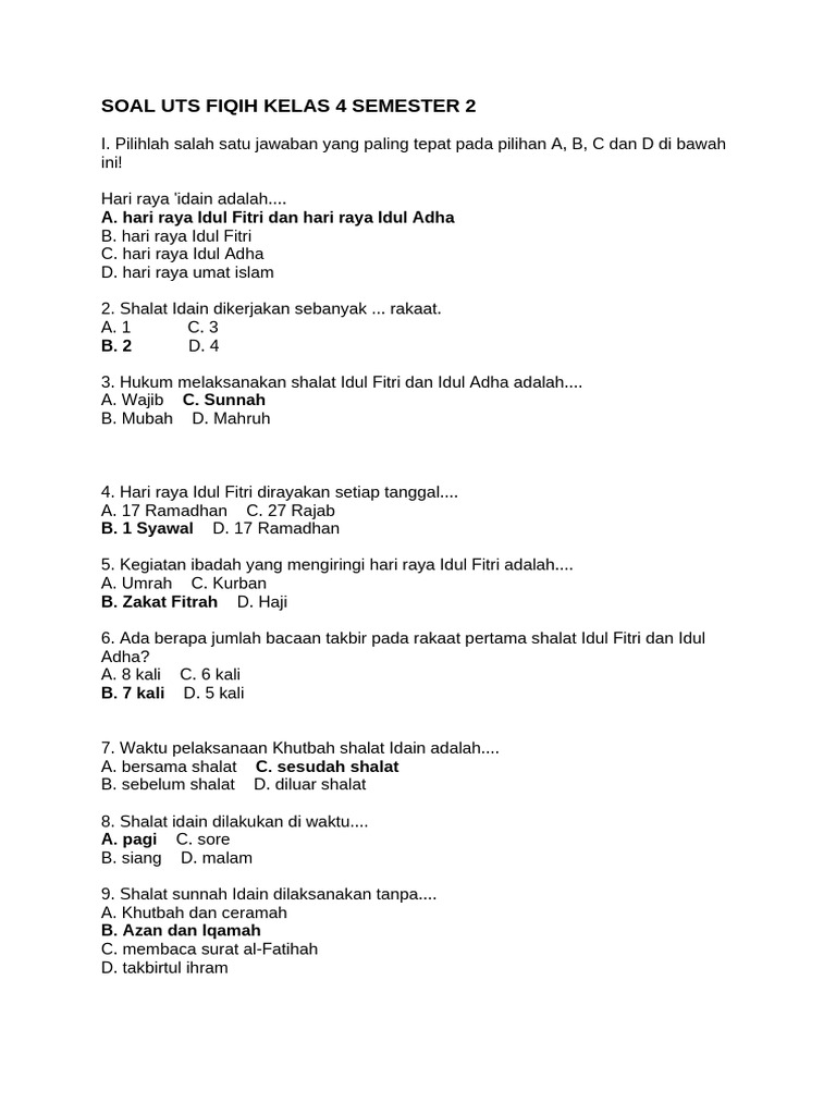 10 Latihan Soal Fiqih Kelas 4 Semester 2 Paling Sering Keluar di Ujian, Wajib Tahu Sebelum Terlambat!