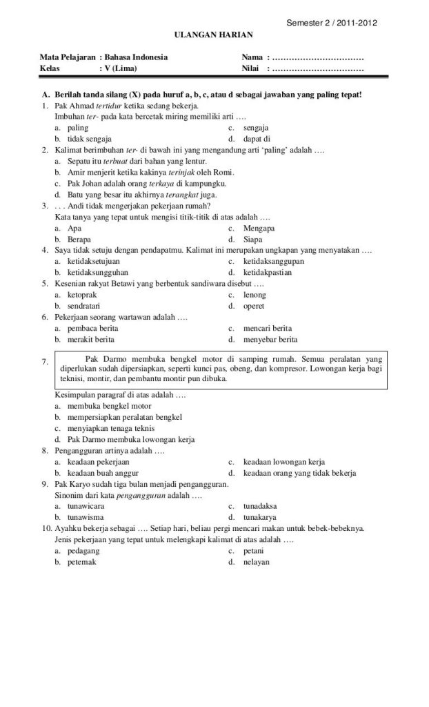 5 Alasan Wajib Download Soal Bahasa Indonesia Kelas 5 Semester 2 Sebelum Ujian Tiba