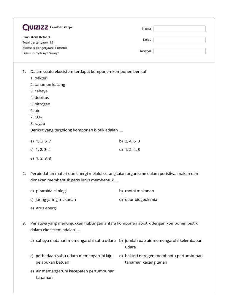 Ekosistem dan Rantai Makanan Kelas X PDF