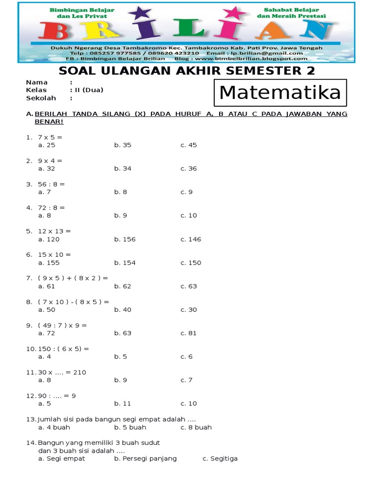 7 Rahasia Latihan Bahan Soal Kelas 1 UAS Semester 2 Agar Anak Cepat Paham dan Nilai Bagus