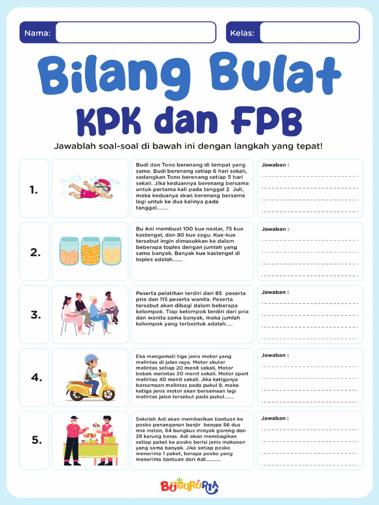 Jangan Lewatkan 7 Latihan Soal Cerita KPK dan FPB SD Kelas 4 2018 yang Sering Muncul di Ujian Jangan Lewatkan 7 Latihan Soal Cerita KPK dan FPB SD Kelas 4 2018 yang Sering Muncul di Ujian