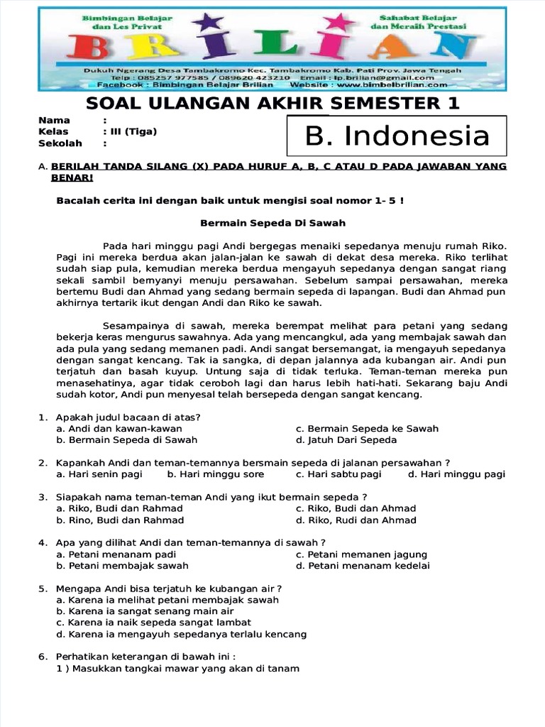 Jangan Lewatkan Contoh Soal Esay Bahasa Indonesia Kelas 3 SD Tema 1 yang Sering Muncul di Ujian