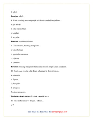 Rahasia Skor Sempurna Soal Tematik Kelas 3 Tema 2 Subtema 2 Revisi 2018 Terbukti Ampuh
