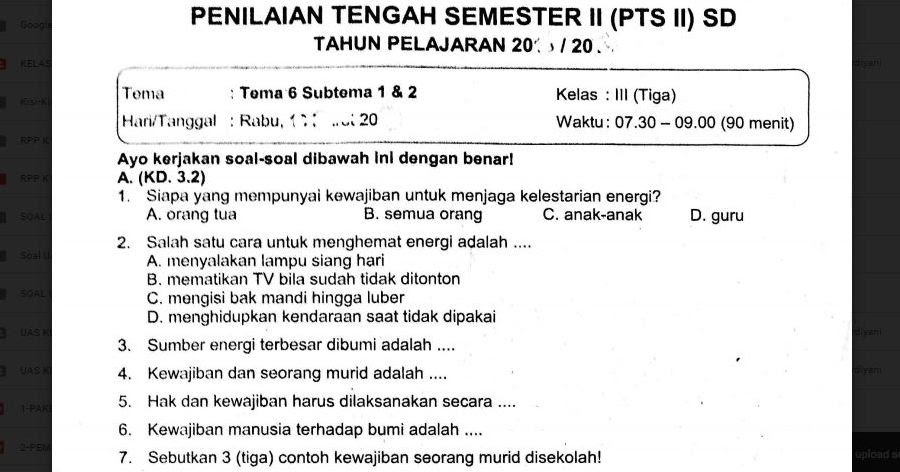 Rahasia contoh soal tematik kelas 3 tema 6 subtema 1 dan Jadwal Liga 1 Terbaru