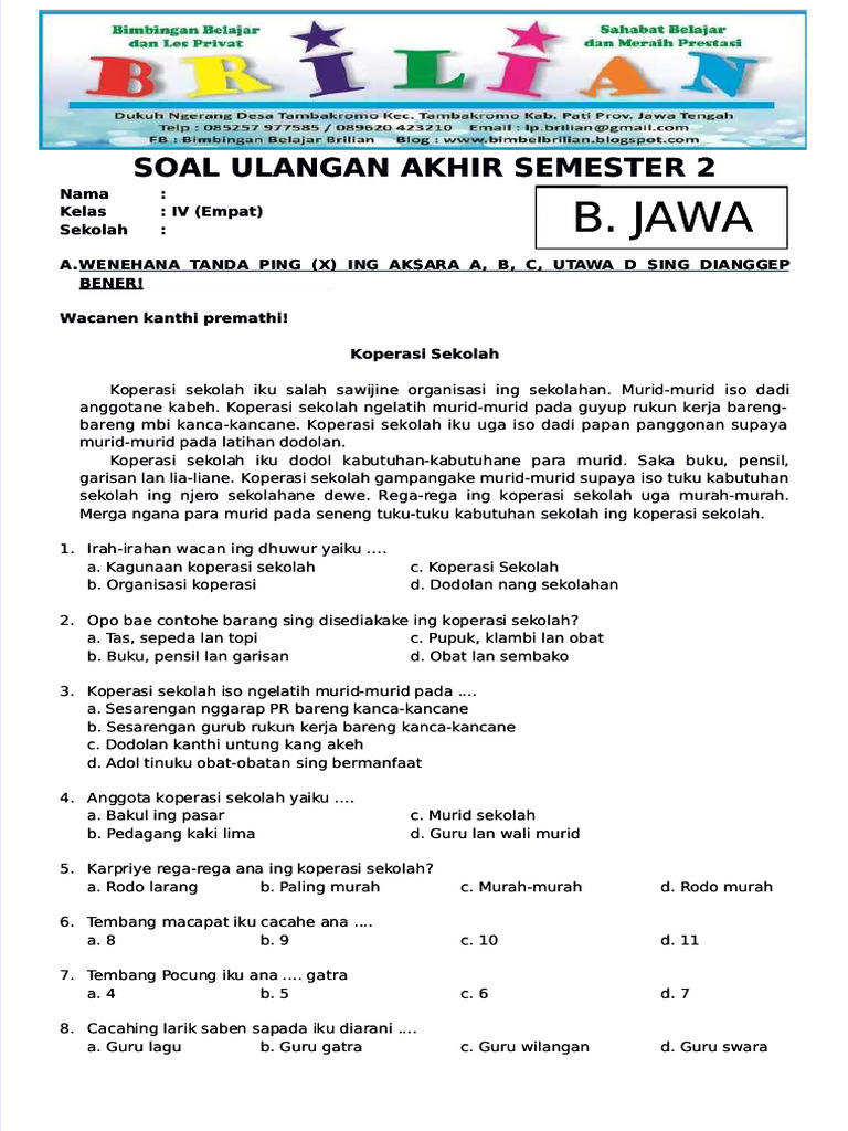 Terbukti 5 Cara Cepat Kuasai latihan soal dan kunci jawaban uts bahasa jawa kelas 4