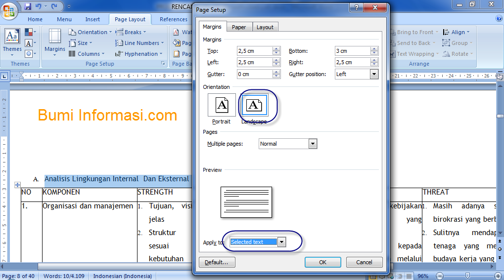 Terbukti 5 Langkah Mudah cara mengubah lembar yang datar menjadi tinggi microsoft word