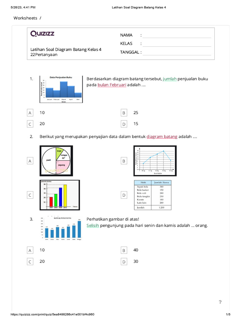 Ternyata 7 Latihan Soal Diagram Batang Kelas 4 SD Ini Bikin Anak Pintar Matematika