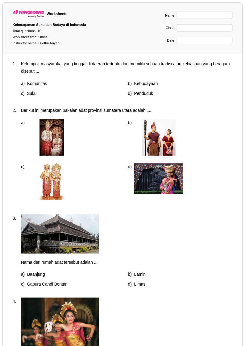 Wajib Tahu! 10 Contoh Soal Tentang Keragaman Budaya Di Indonesia Kelas 4 Terbaru