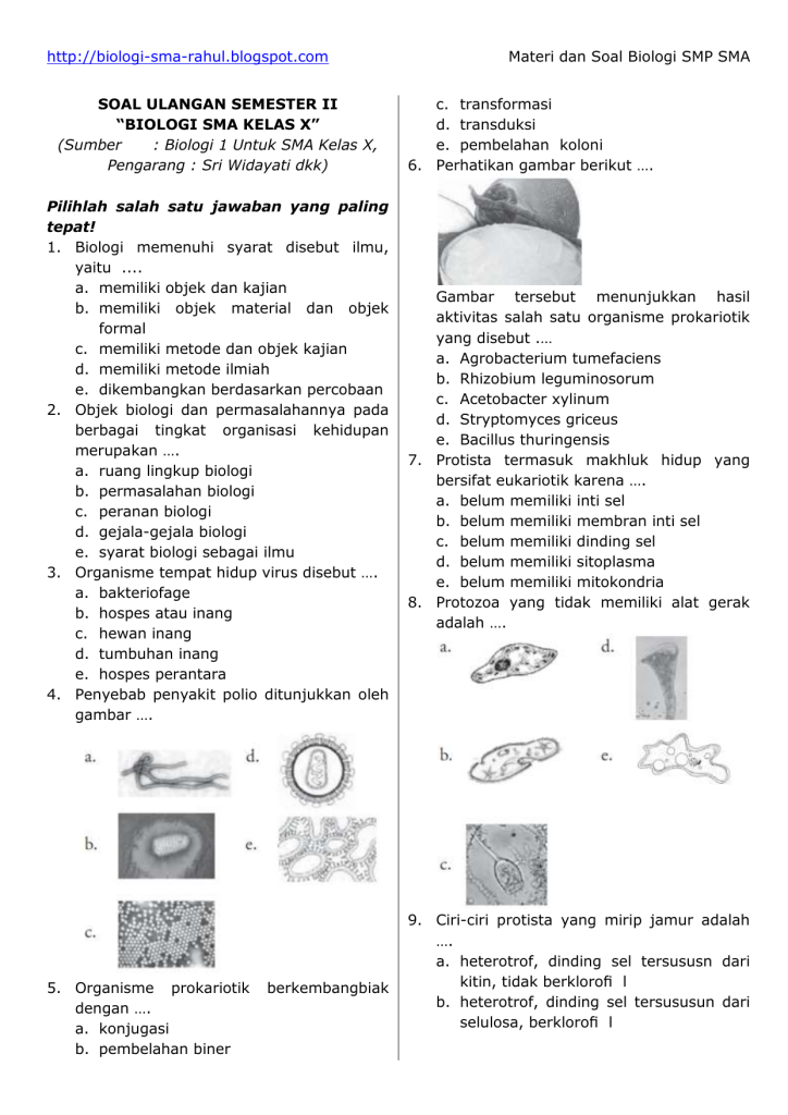 bab 1 kelas 10 biologi soal