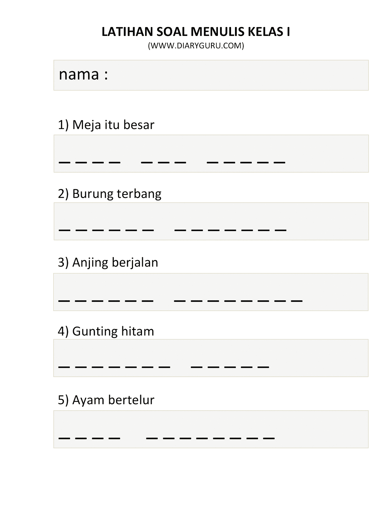 Soal Latihan Menulis Kelas 1 Sd Dalchaebi