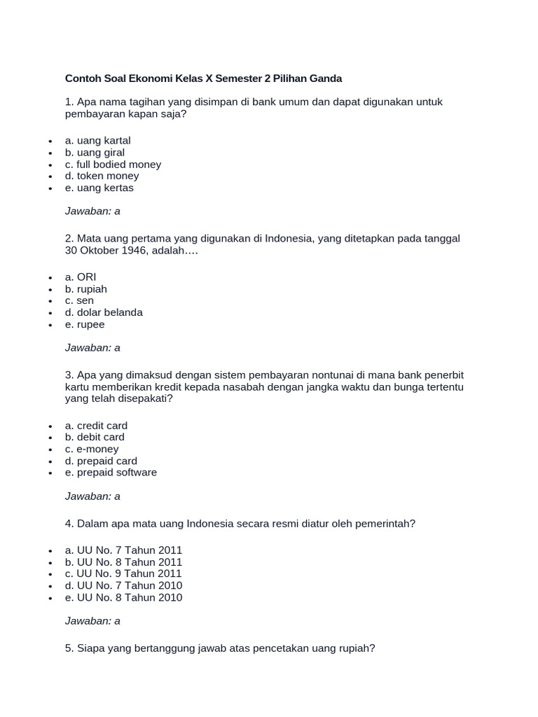 Ternyata Ini Dia 7 Contoh Soal Ekonomi Kelas X Semester 1 Pilihan Ganda yang Sering Muncul di Ujian 2026